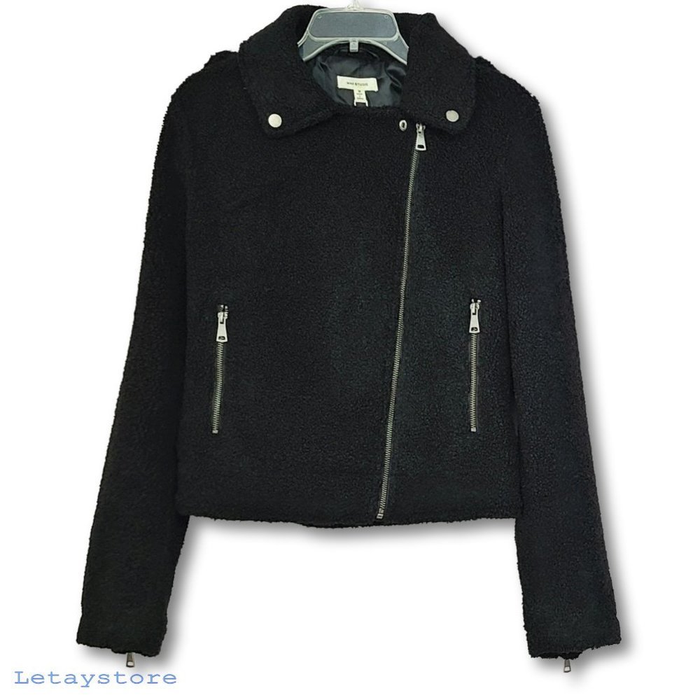 NWT Max Studio Asymmetrical Faux Fur Cozy Moto Jacket - Picture 4 of 8